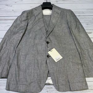 SuitSupply Havana Grey Checked 3 Piece Linen Suit